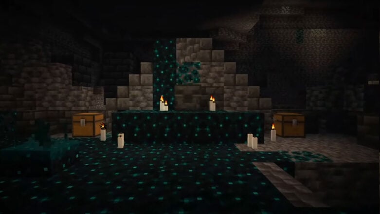 A look at Sculk blocks and Sculk veins in the Deep Dark City in Minecraft