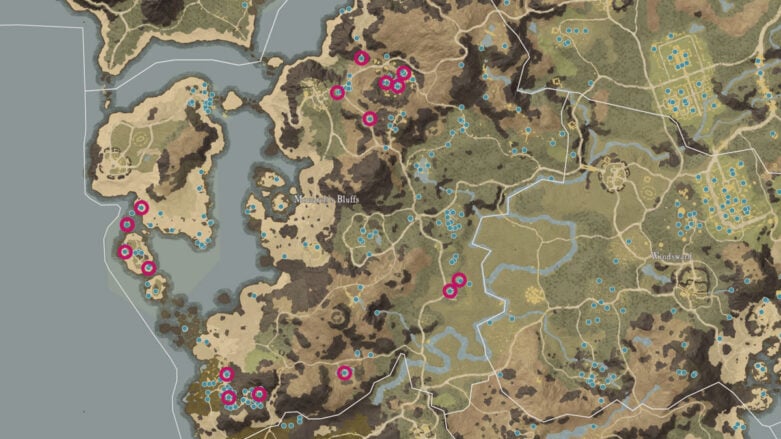 New World Monarchs Bluff Provision Chests Map