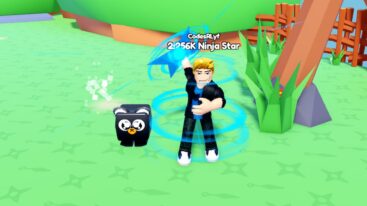Roblox Anime Ninja Simulator Spinning A Blue Ninja Star Next To A Tree And Black Panda