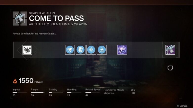 Shaped Weapons Destiny