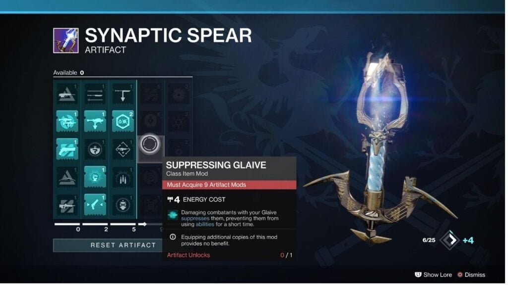 Suppressing Glaive Mod Destiny