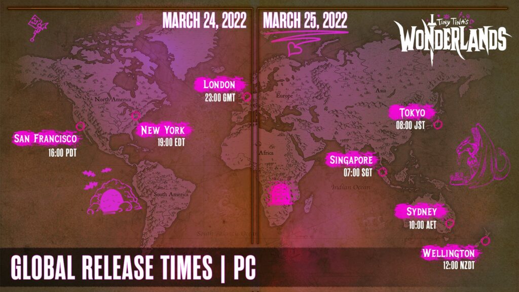 Tiny Tinas Wonderlands Pc Release Times