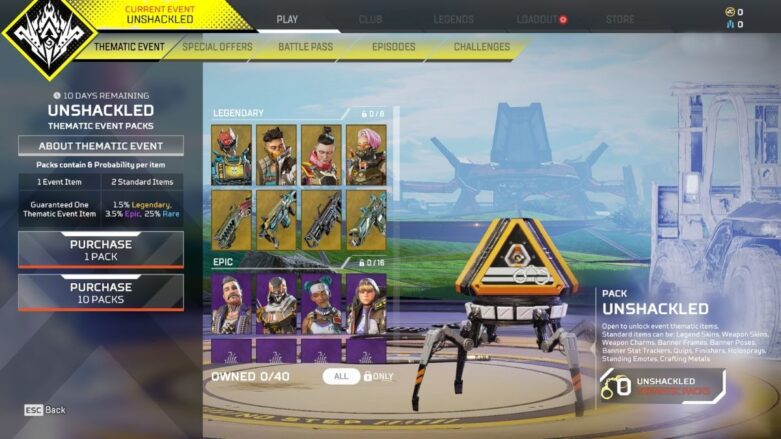 Apex Legends Unshackled Event Thematic Tab Update