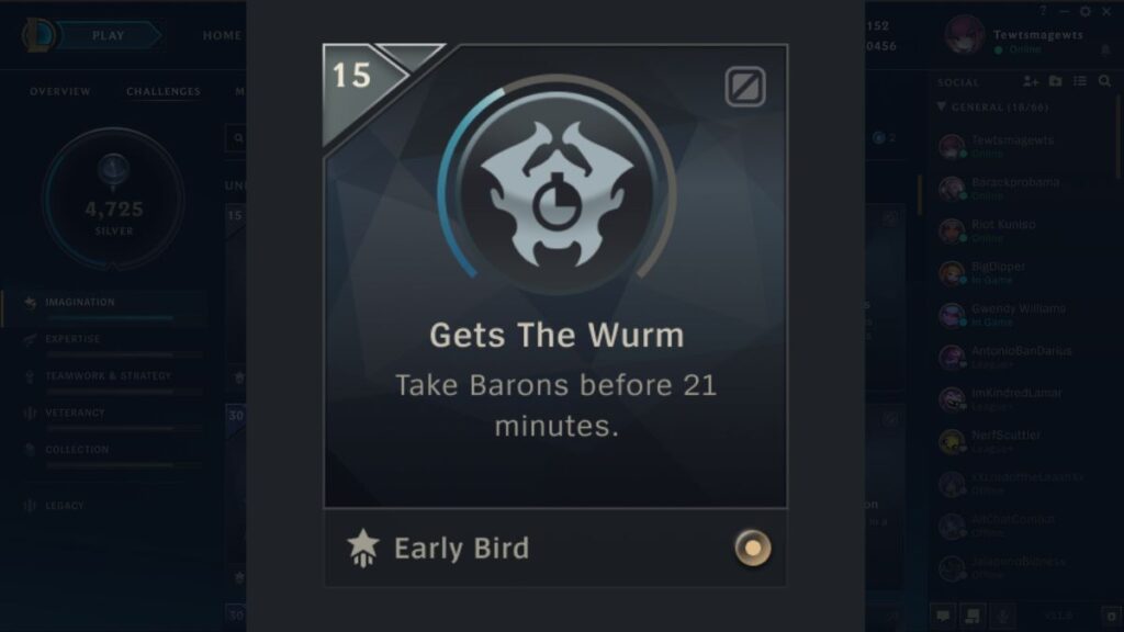 League Of Legends Challenges Card