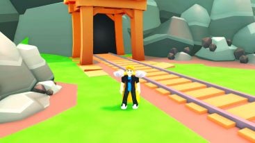 Roblox Mining Empire Standing Near Train Tracks Leading Into Mine Shaft