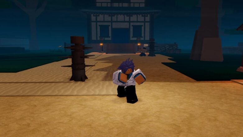 Roblox Kaizen Blue Haired Avatar In White Shirt And Black Pants Punching