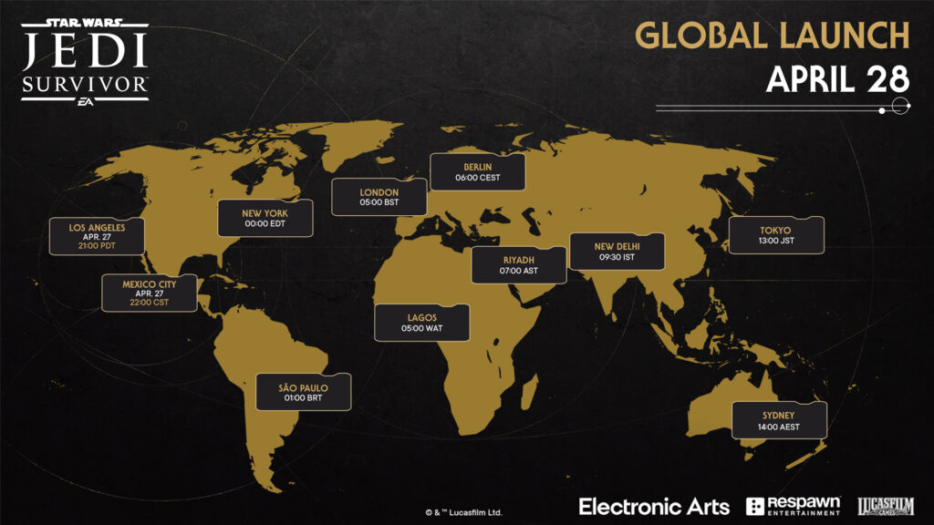 Star Wars Jedi Survivor Global Launch Times