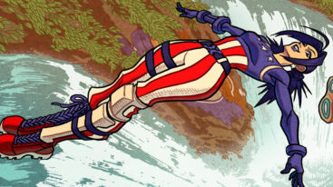 Jules from Fortnite in a red white and blue outfit inspired by the American flag