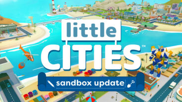 A bustling mini city with a bridge going over a large ocean with a title that says 