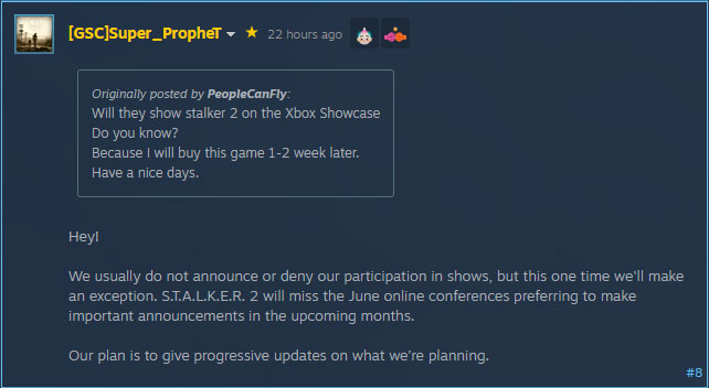 Stalker 2 Not At June Conferences