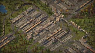 A settlement with tracks lined up parallel in several places