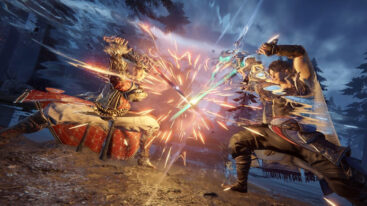 Two characters in Naraka: Bladepoint clashing swords together.