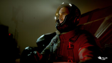 Jack Leary stands outside on a planet, with his spacesuit on