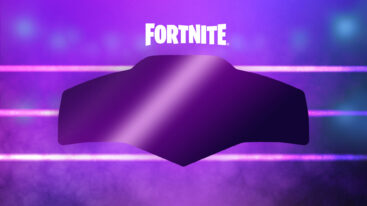 A purple silhouette of the Fortnite WWE wrestling logo