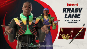A screenshot from the Khaby Lame Icon skin reveal trailer showing the regular and cel-shaded versions of the character