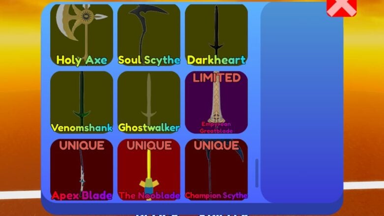 Blade Ball Sword Skins Tier List – Best Weapon Skins! - Try Hard Guides