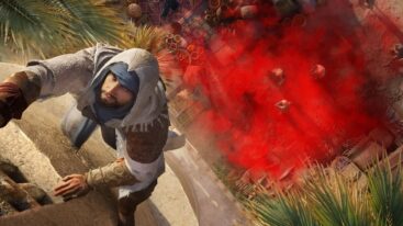 Assassins Creed Mirage Basim Climbing Tower With Red Smoke Under