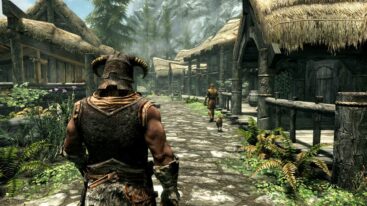 Elder Scrolls V Skyrim Player Walking Through Path Near Houses