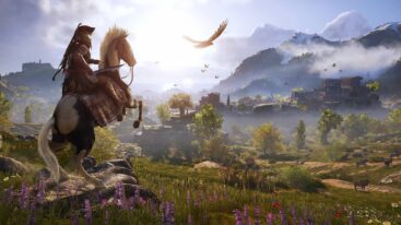 Assassins Creed Odyssey Horse And Person Near Field And Town