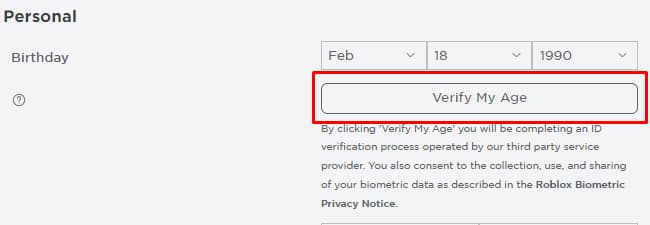 Roblox Verify My Age Settings