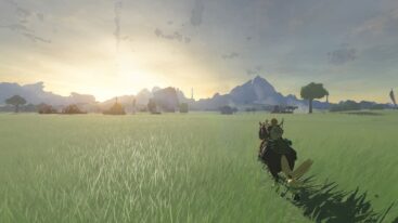 The Legend Of Zelda Tears Of The Kingdom Link On Horse In Field Of Grass Going To Village