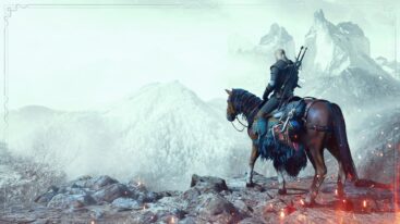 The Witcher 3 Player On Horse In Snowwy Cliff