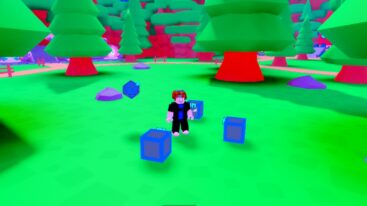 Roblox Flavor Clicker Standing On Grass Surrounded By Blue Pets