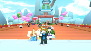 Roblox Sword Fighters 2 Simulator Standing In Front Of A Bridge With Enemoes Behind