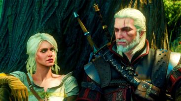 The Witcher Geralt Sitting Near A Tree Next To Ciri