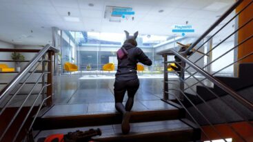 The Finals Running Up Stairs With Weapon