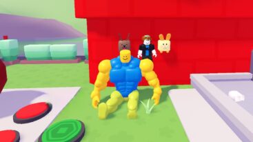 Roblox Gym Factory Tycoon Standing On The Shoulder Of A Buff Yellow Dude