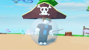 Roblox Marble Run Simulator Avatar In A Bubble Wearing A Pirate Hat