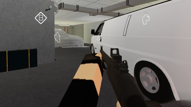 Roblox Operation Siege Holding A Shotgun Near A White Fan