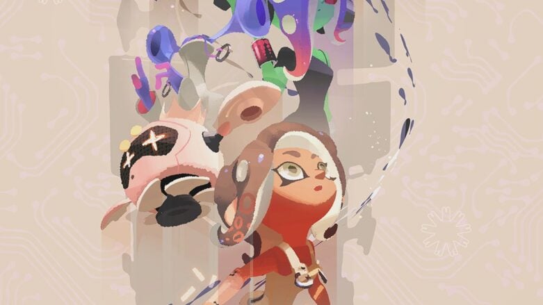 Splatoon 3 Monochrome Banner With Girl And Robot