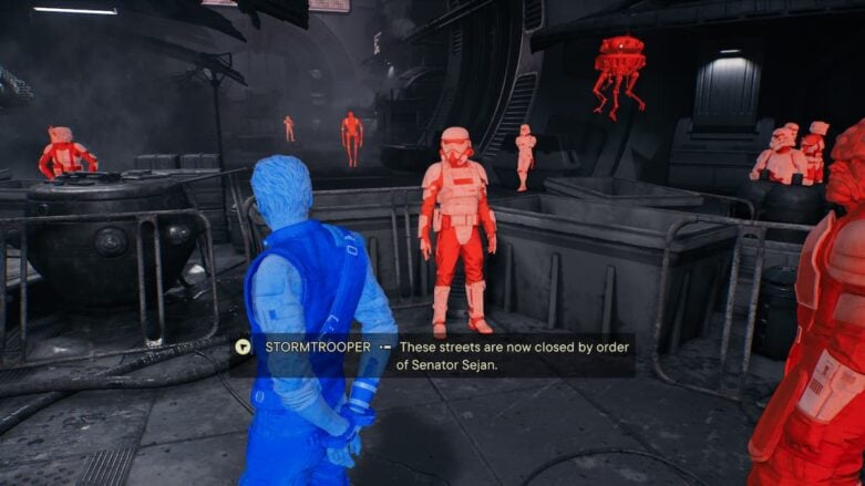 Star Wars Jedi Survivor Stormtroopers rojos con héroes azules