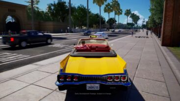Crazy Taxi Driving On Sidewalk With People And Pigeons