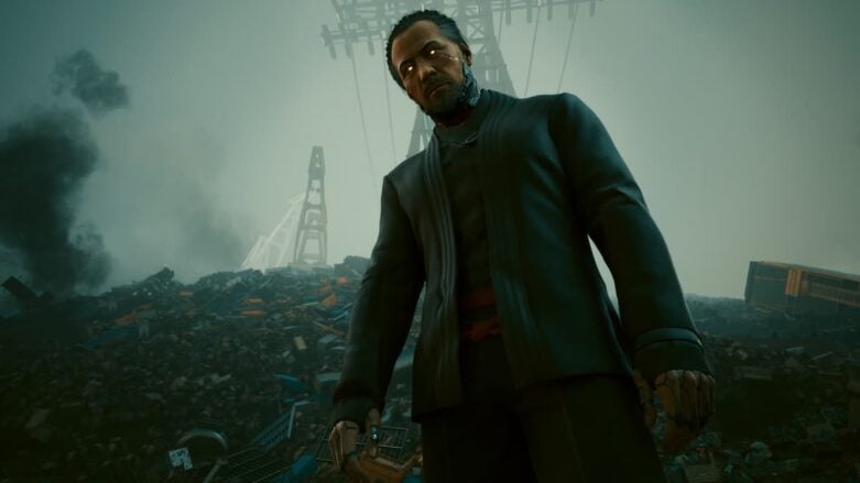 Cyberpunk 2077 Dark Evil Dude With Red Eyes Robot