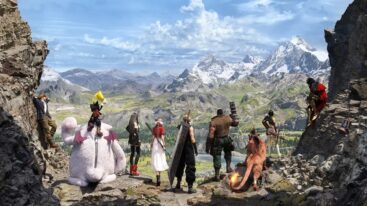 Final Fantasy Vii Rebirth Characters Looking At Mountain