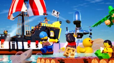 Lego Fortnite Jumping On Shark In Raft Near Boat Ship