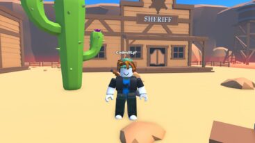 Murder Time In A Desert Standing Near A Catctus With Sherrif Station Behind
