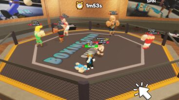 Roblox Boxing Star Simulator In A Ring With Other Boxing Fighters Standing Over Blue Boxer