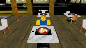 Roblox Korean Street Food Sitting At A Table With Pop And Korean Food