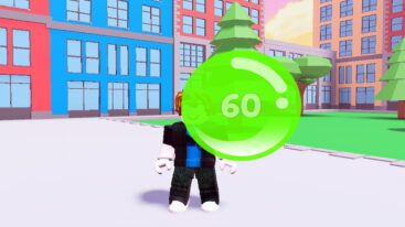 Roblox Pop Bubbles For Ugc Standing In A City Street With A Green 60 Bubble On Screen