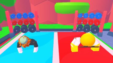 Roblox Push Up Battles Doing Push Ups On A Blue Yoga Map And Npc On Red
