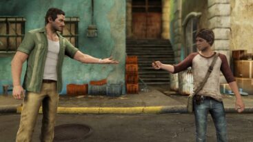 Uncharted Drake Handing Something Over To Sully As Kid