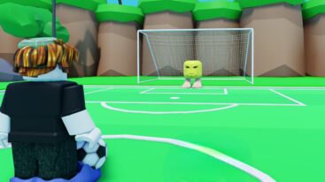 Roblox Head Soccer Simulator About To Kick A Ball And Big Head With Face Is A Goalie