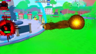 Roblox Kamehameha Simulator Firing A Brown Energy Beam From Inside A Blue Bubble