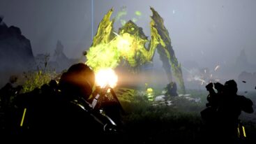 Helldivers 2 Shooting Bug Green In Darkness