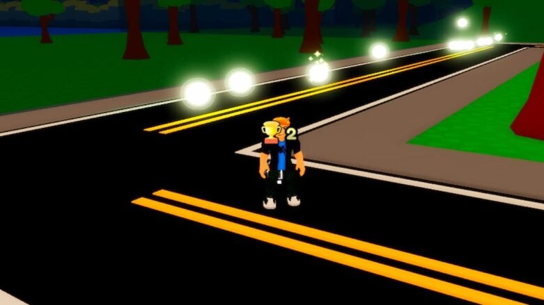 Sprinting Simulator Standing In Middle Of Road With Orbs Behind