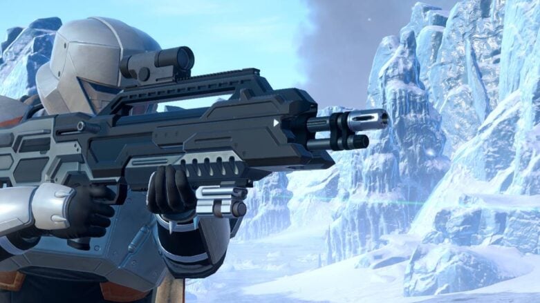 Helldivers 2 Aiming Weapon In Snow Cold
